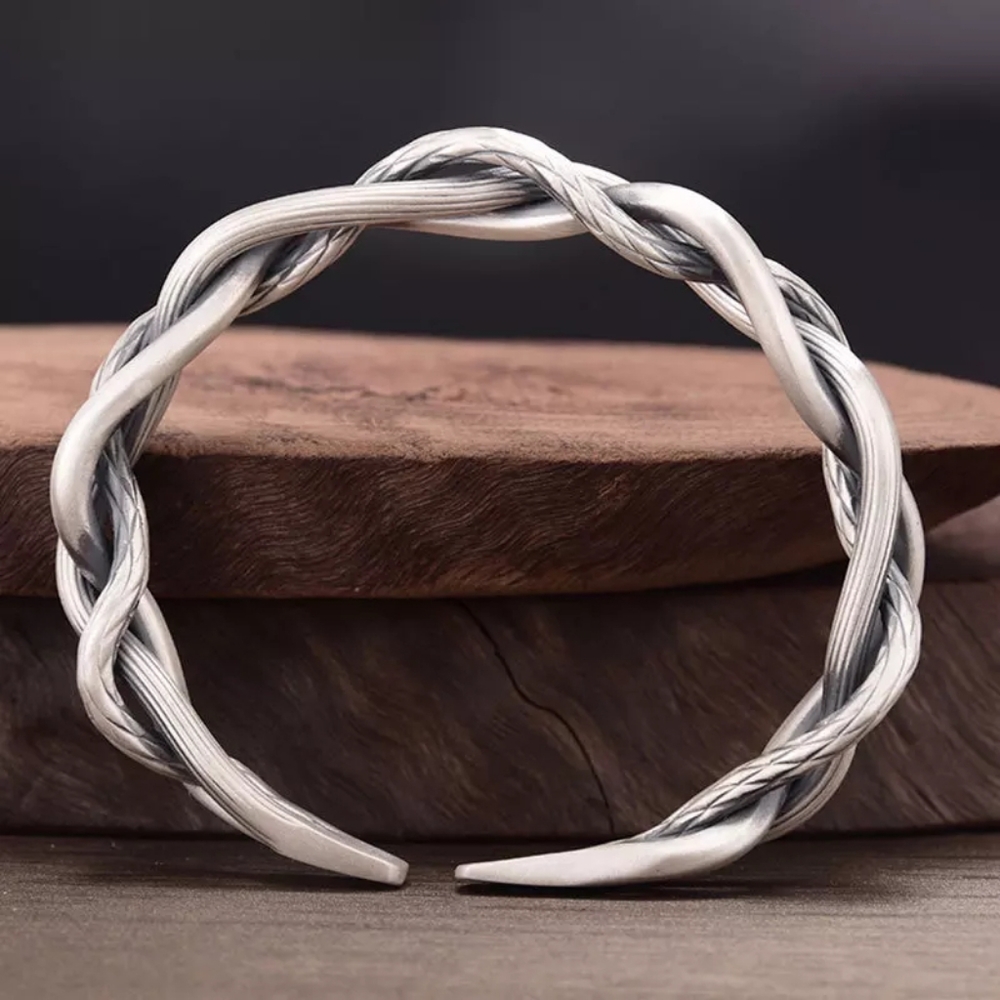 NEW M/L Three Strand Cuff Bracelet | 925 Silver - Picture 3 of 13